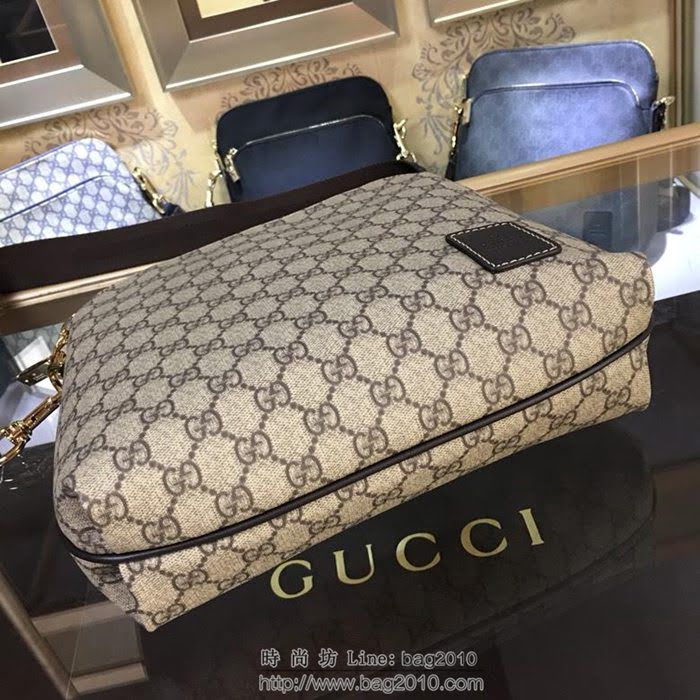 GUCCI 古馳男包 新款 854364 黑色雙G花紋 高級帆布 Gucci單肩郵差包